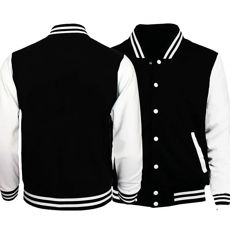 Spring Autumn Men's Pilot Bomber Couple Baseball Jacket University Varsity Solid Color Casual Korean Clothes image