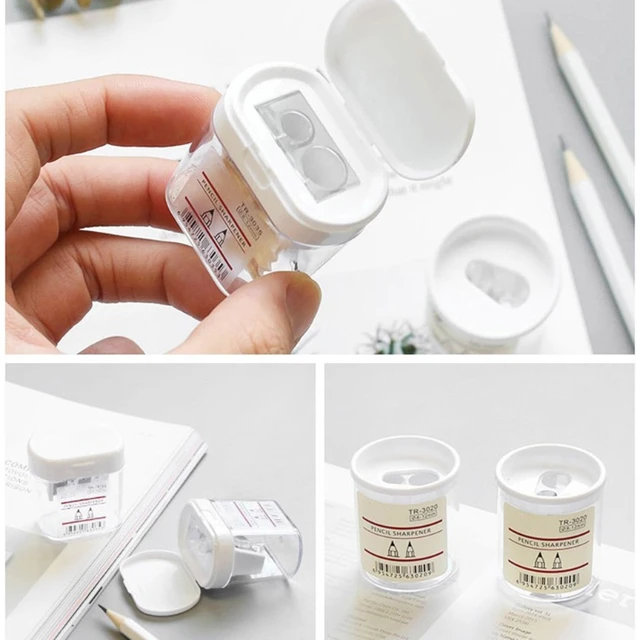 Portable Double Holes Sharpener Clear Round Pencil Sharpener Gift Fo Students 4