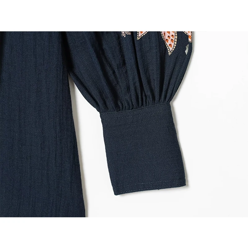 2025 New Fashion Printed Elegant Short Dresses for Women Long Sleeve Tied Mini Dress Woman Vintage Chic Casual Dress