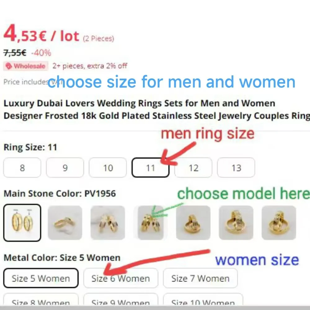 Designer Stainless Steel Modern Jewellery Valentines Promise Wedding Bands Rings Golden Couples Ring Big US size 14 Male 5