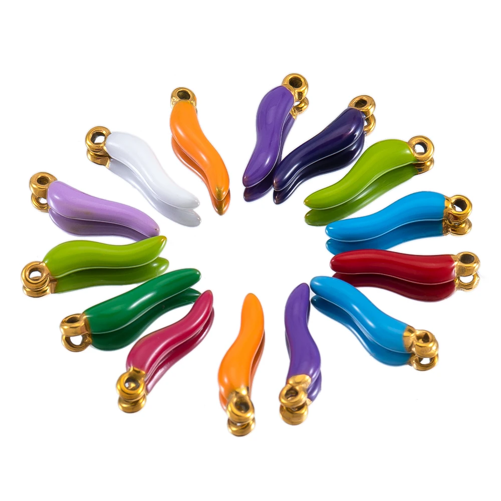 2 Stück 5 Stück Edelstahl Pfeffer Charms mit Naturstein Chili Ohrringe Anhänger für Halsketten DIY Schmuckherstellung Zubehör Bulk – Detail 17