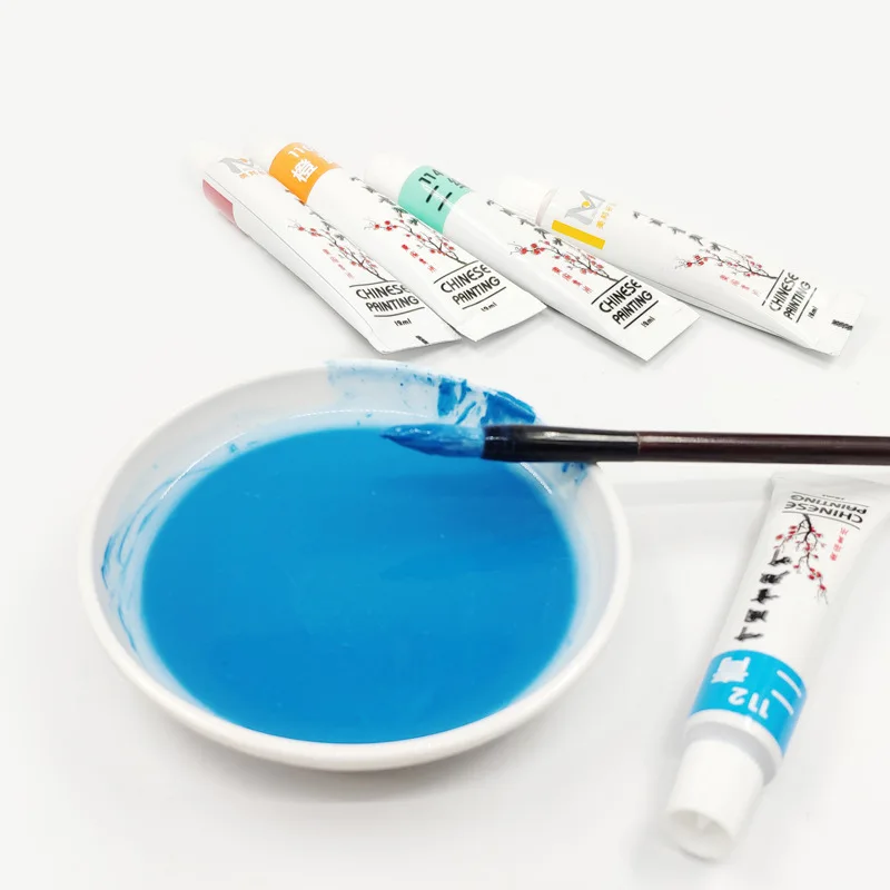 12/24 Color Chinese Painting Pigment Set 12ml Aluminum Tube Beginner Calligraphy Ink Brush Painting Pigment Student Art Supplies