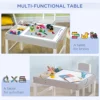 Kids Table and Chair Set with Building Blocks Desktop, Storage Spaces, Grey 4