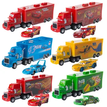 Disney Pixar cars Toy Racing Lightning McQueen Jackson Storm Mike Uncle Truck 1:55 Alloy Model Car combination Boy birthday Gift