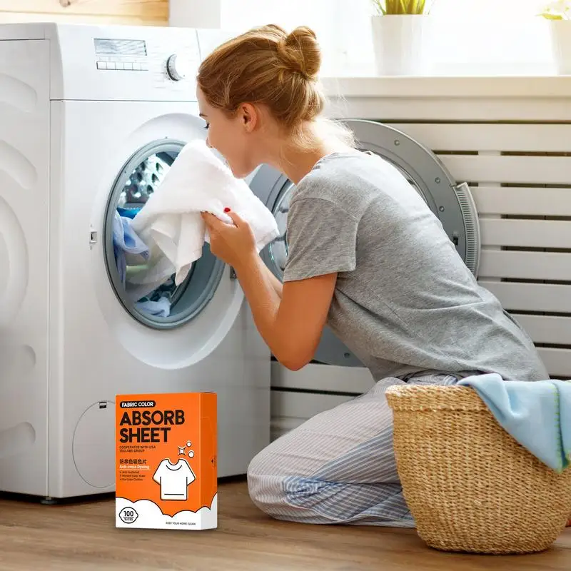 100pcs Laundry Paper Sheets Washing Machine Color Absorption Sheet Laundry Tablets Paper Anti-Staining Clothes Sheets laundry tablets laundry sheets laundry color catcher sheets