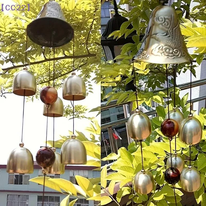 【CC22】6개의 구리 종 야외용 금속 바람 종소리 장식품 마당 및 정원용 DIY 홈 야외 장식{C}