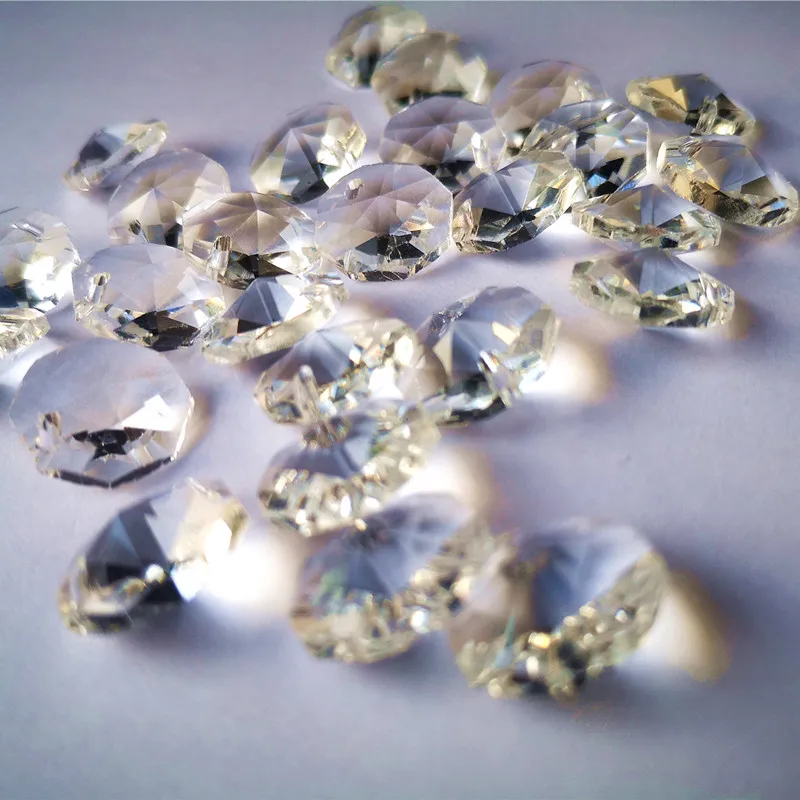 Top Quality 200pcs/lot 14mm Octagon Crystal Chandelier Beads in 1hole 14mm Crystal Octagon Beads for Jewelry Decor wedding Home