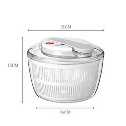 Large 3L Salad Spinner Bowl with Lid and Easy One-Hand Press System (WHITE)