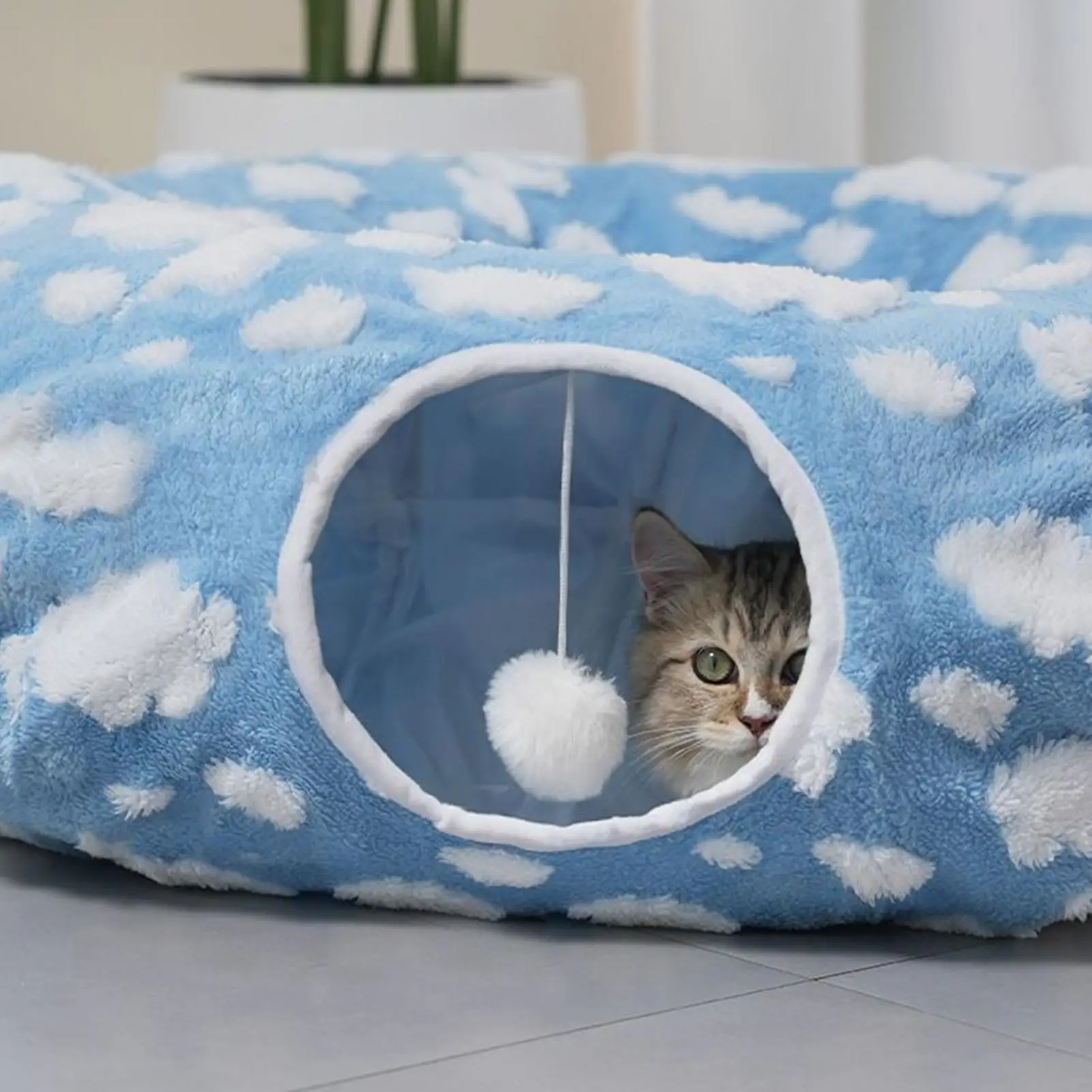 Cat Tunnel Bed Washable Cute Nest Tunnel Cat Bed Cave Interactive Toys For Kitten Puppy Small Dog Bunny Pet Enrichment Indoor