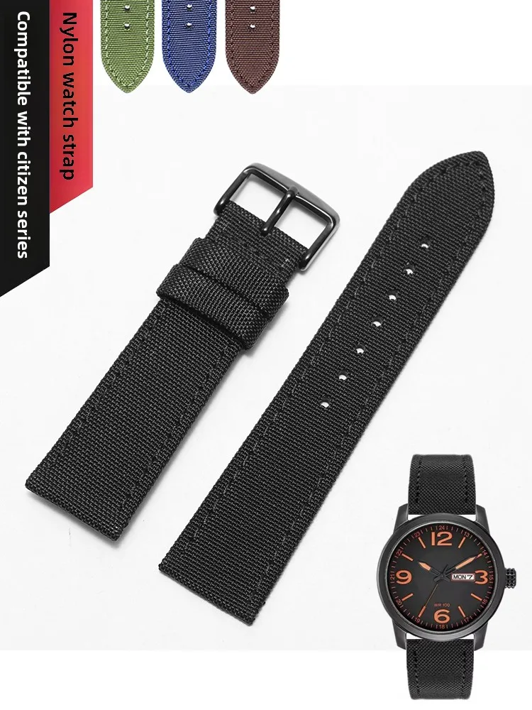 Men's Woven Nylon Watch Strap - Durable Design in Black