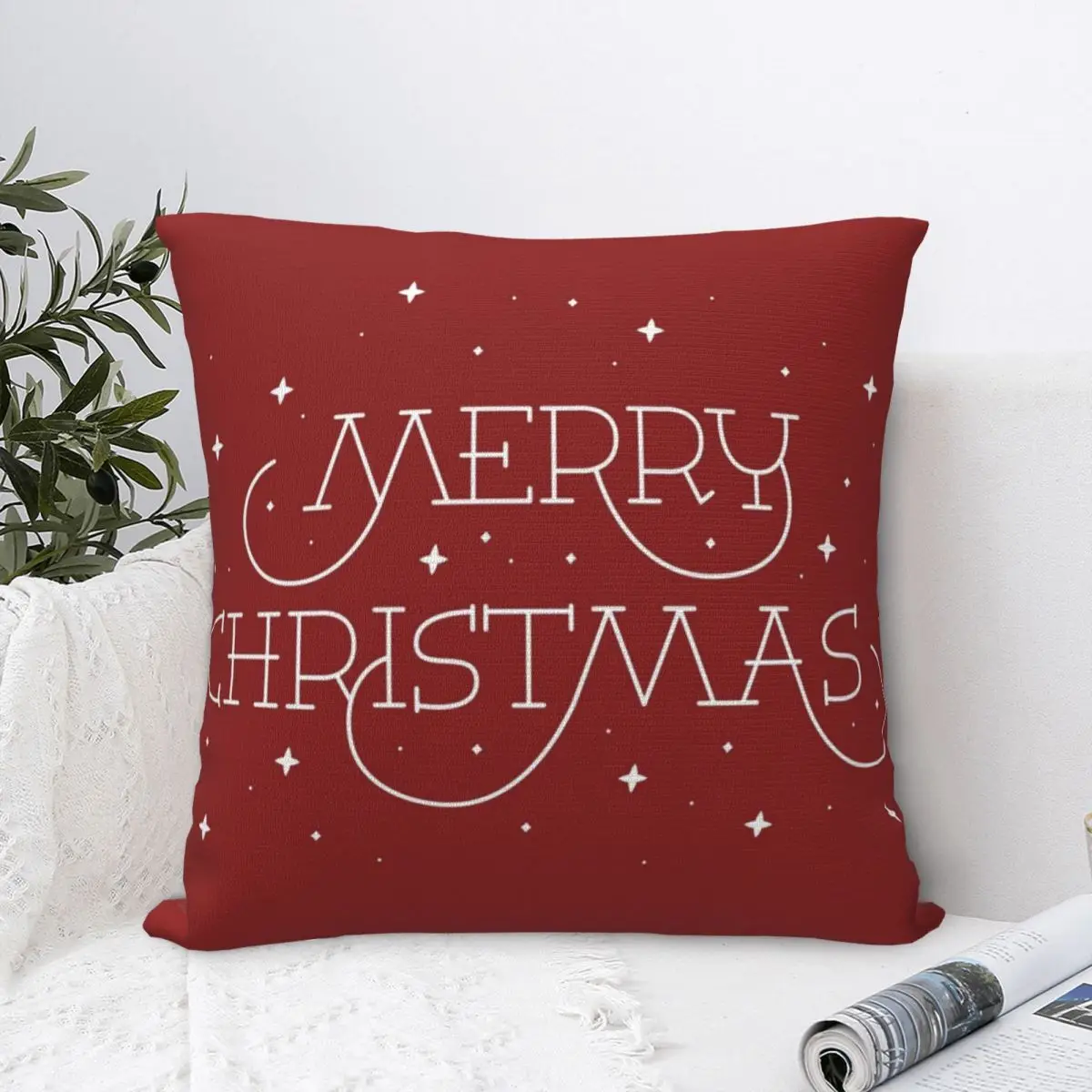 

Merry Christmas Square Pillowcase Polyester Pillow Cover Velvet Cushion Decor Comfort Throw Pillow For Home Car