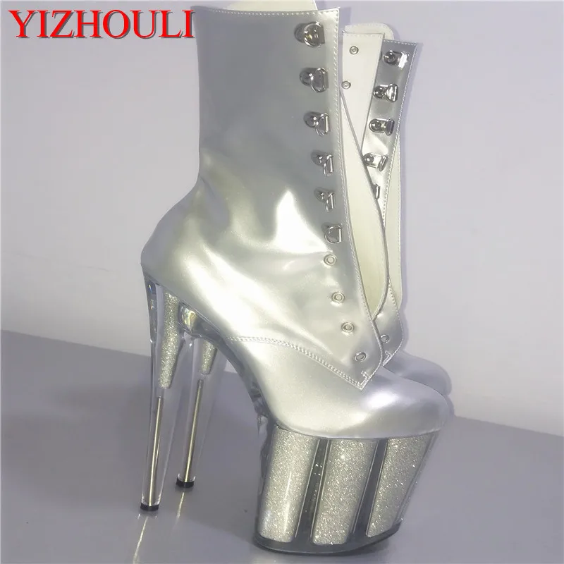 

Sexy Knight's 8 "high heel ankle boot, autumn/winter 20cm silver sparkly pole dancing ankle dance shoes