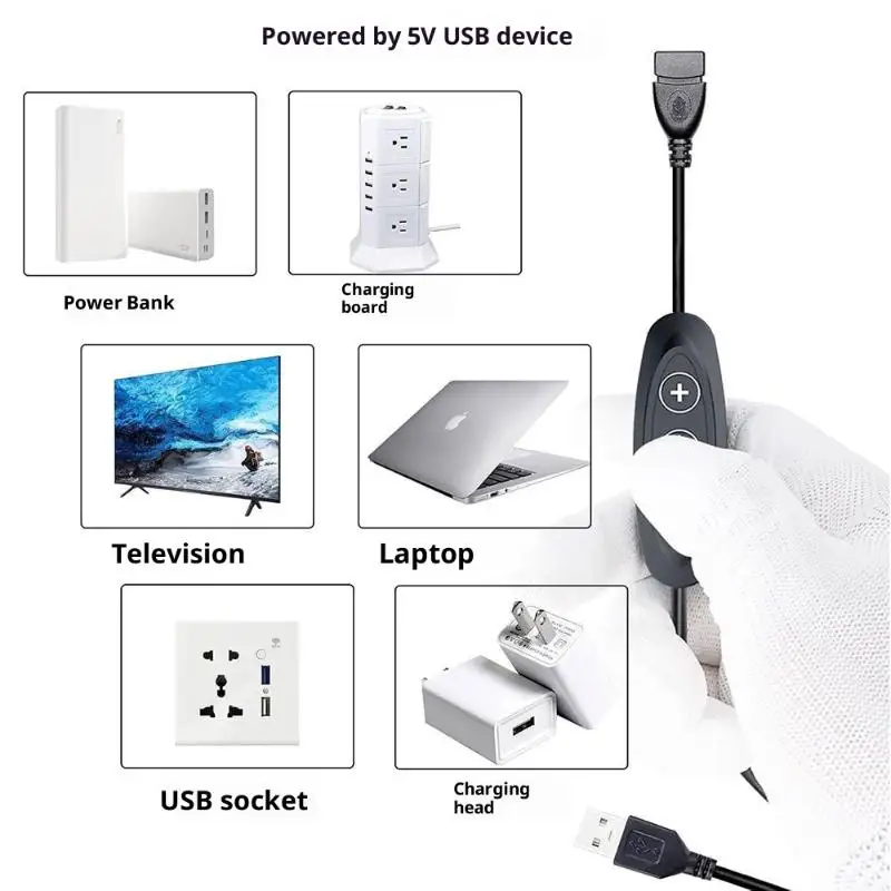 1Pc 5V 2A USB 전원 케이블 10단계 디밍 LED 조명 램프 속도 컨트롤러 3KEY 조광기 스위치-홈클럽