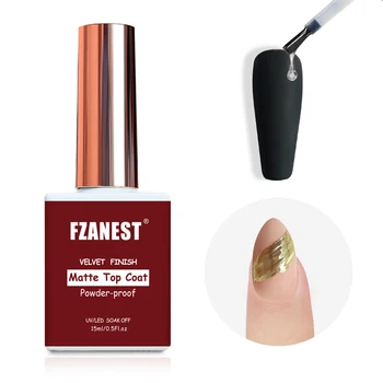 FZANEST Trasparente Russo Opaco Top Coat Gel Non Appiccicoso Polvere Cromata Nessun Effetto Velluto Giallo Unghie per Dito Miglior Top Coat Smalto per Unghie 1