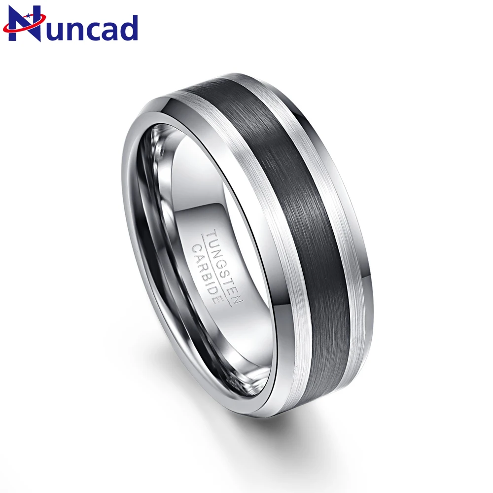 Anillos De Tungsteno De Alambre De Púas Con Patrón Personalizado, Bandas A Juego O Por Individuo, Anillo De Carburo De Tungsteno Biselado Negro De 2 Tonos, Bandas De Aniversario De Ajuste