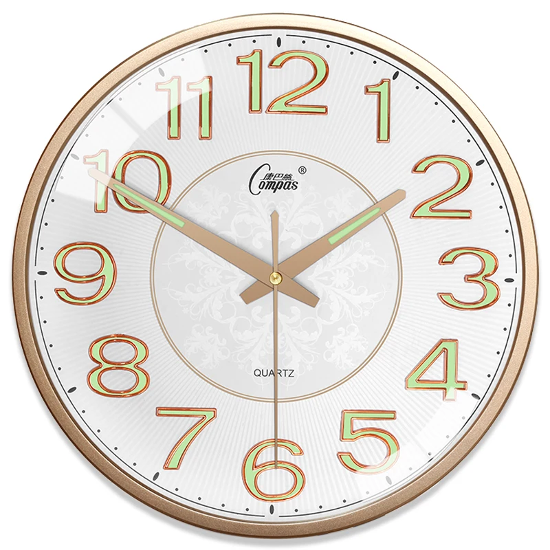 Luminous Large Silent Night Light Clocks Wall Retro Wall Clock D  