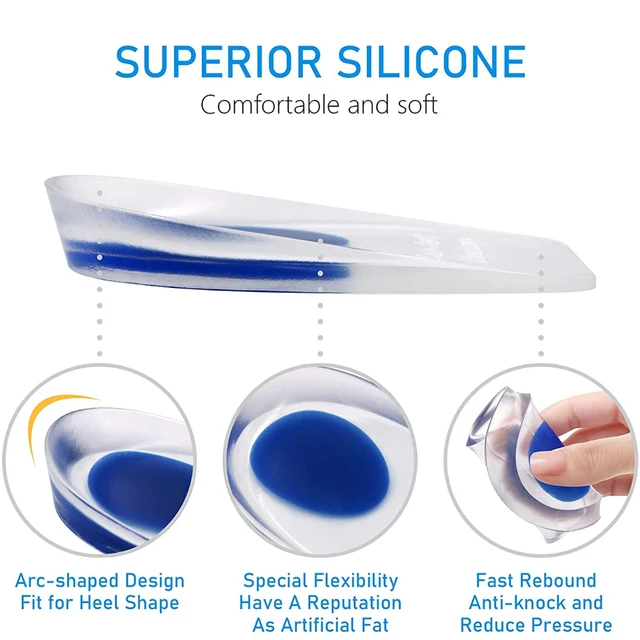 Soft Silicone Gel Insoles for Heel Spurs Pain Relief Foot Cushion Foot Massager Care Heel Cups Shoe Pads Height Increase Insoles 2