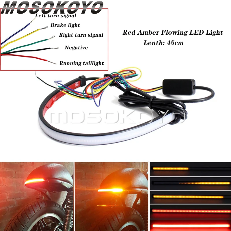 45CM Switchback Car LED DRL Light Strip Headlight Flowing Turn Signal Red＆Amber 