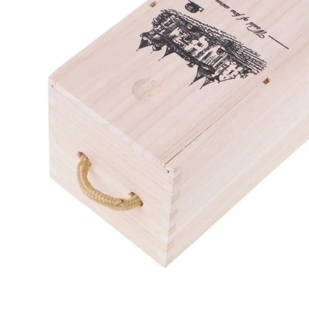 Creative Drawable Wooden Wine Box with Rope Handle, Sun-proof Red Wine Packing Box, Cla... - SKU DWDB0921 - UGI Packaging