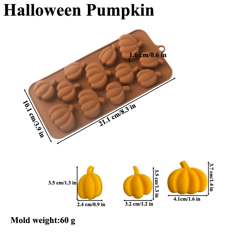 Halloween Silicone Cake Mold, Pumpkin Skull Bat Tombstone Ghost Spider Witch Shape Choc... - SKU HSCM1908 - UGI Packaging