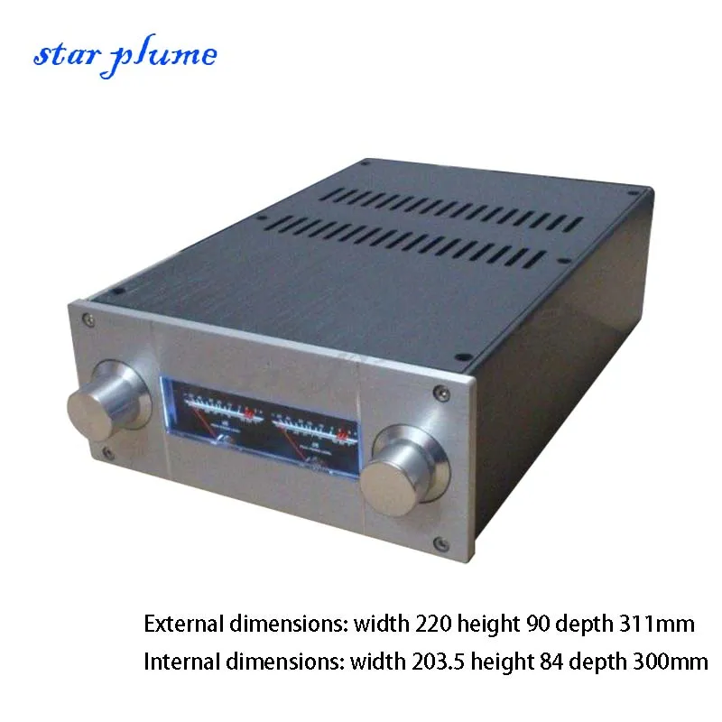 JC229 All Aluminum Power Amplifier Chassis VU Meter Preamplifier Chassis （220 *90 *311mm）DIY Aluminum Amplifier Audio Shell