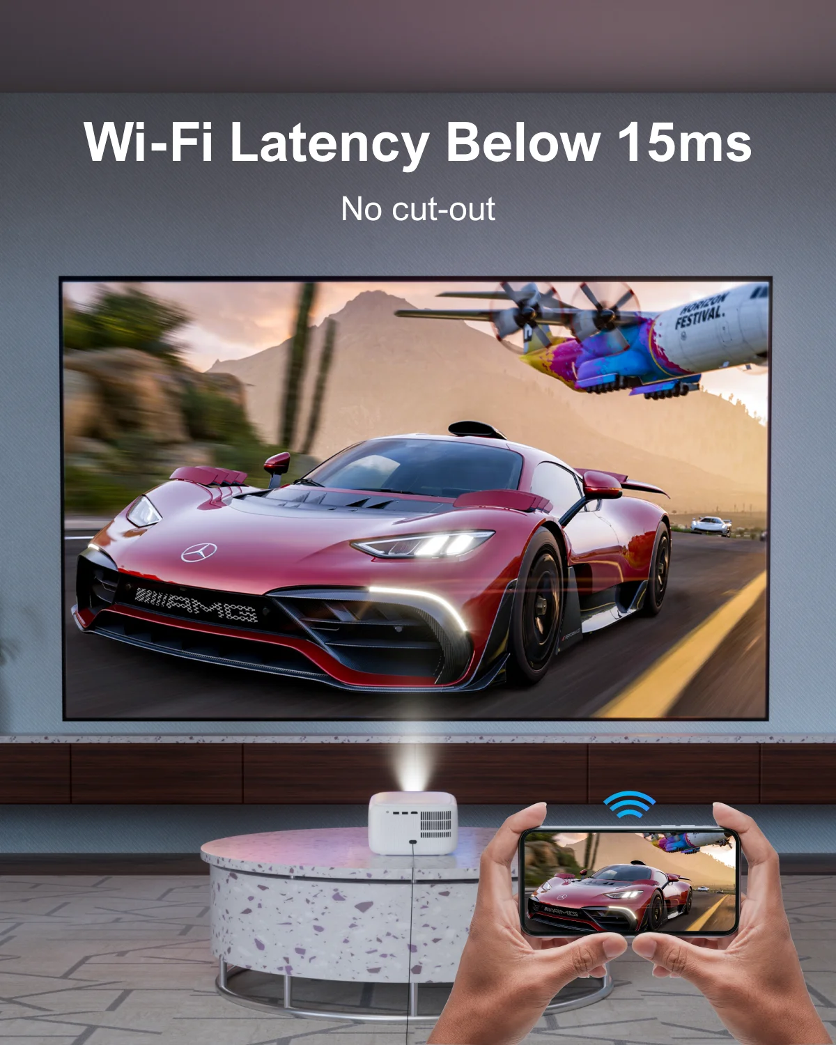 ULTIMEA Full HD Projector 1080P, Decoding 2K Video Home Theater Electric Focus 5G WiFi Bluetooth Projector,Mini Portable Beamer