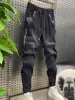 Harajuku Style Skinny Jeans Leather Stitching Multi-zip Pants High Quality Brand Men's Clothing 4