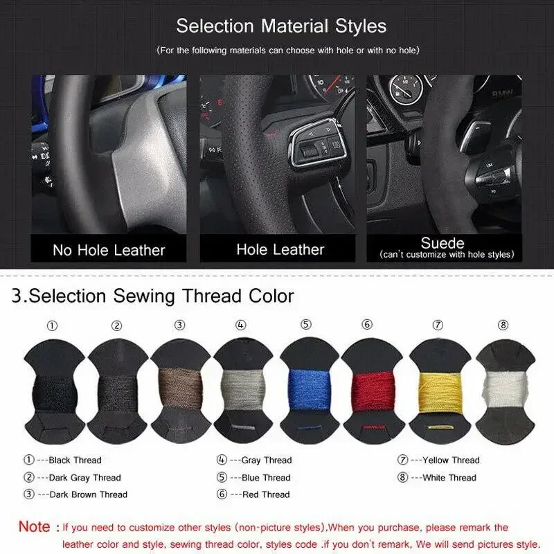 Für Toyota Land Cruiser Prado 2010–2017, rutschfeste schwarze Echtleder-Pfirsichholzmaserung, handgenähte Auto-Lenkradabdeckung – Detail 4