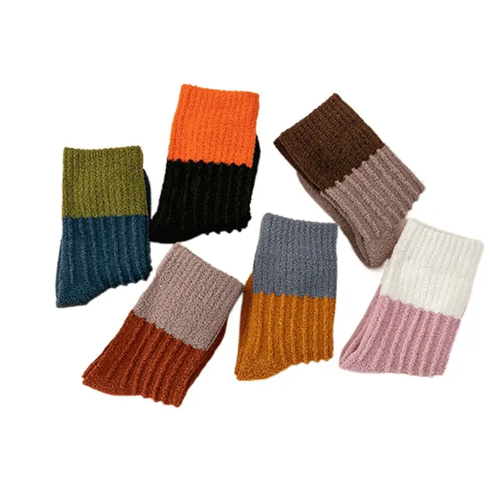 Patchwork Color Autumn Winter Home Sleeping Socks Gifts Children Mid Tube Socks Kids Socks Striped Socks Floor Socks