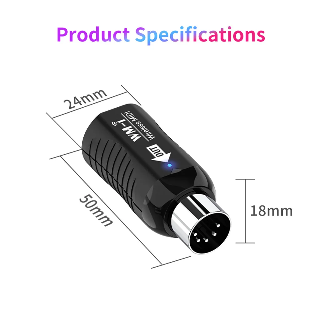 2.4GHz Wireless MIDI Adapter Rechargeable Audio Transmitter Receiver Ultra-Low Latency Built-in Silent Portable MIDI Connector