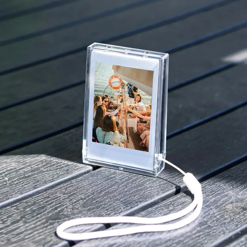 3 인치 필름 투명 사진 보관 상자 인스턴트 카메라 사진 케이스 Fujifilm Instax 미니 사진 케이스 스트랩이있는 휴대용 걸이