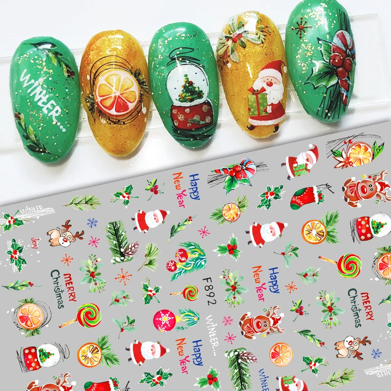 Merry Christmas 3D Nail Sticker Art Sliders Santa Claus Deer Stars Stickers for Nails Manicure Decals Decoraciones Accessories nail stickers nail art decoration nail decals
