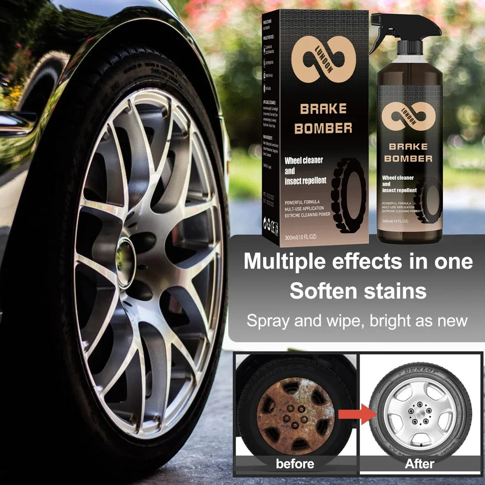 Car Wheel Cleaner Spray Non-Acid Car Wash Wheel Cleaning Spray Dust Removal Rim Rust Cleaner Safe on Alloy Chrome Painted Wheels