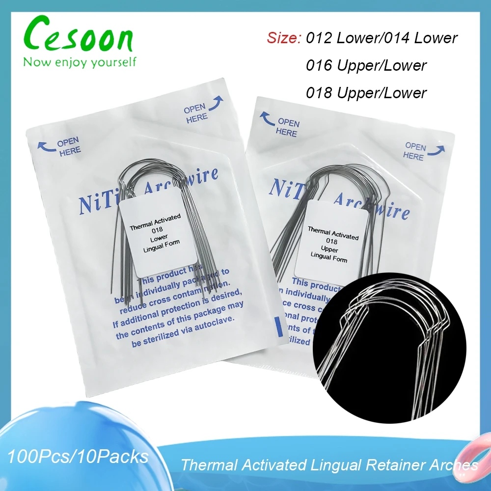 

10 Packs Dental Orthodontic Lingual NiTi Arch Wires Round Heat Thermal Activated Archwire Ortho Lower Upper Dentist Material