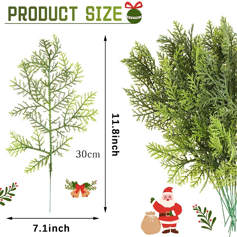 60 Pcs Christmas Picks Artificial Pine Branches 13.7 Inch Faux Plants Cedar  Sprig Pine Winter Leaves Christmas Snowy Greenery Branches for DIY Garland