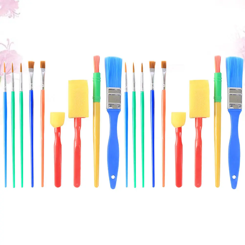 18Pcs 어린이를위한 페인팅 스폰지 브러쉬 세트 낙서 스탬프 아트 공예 키트 유치원 홈 DIY 가족 활동 상상력