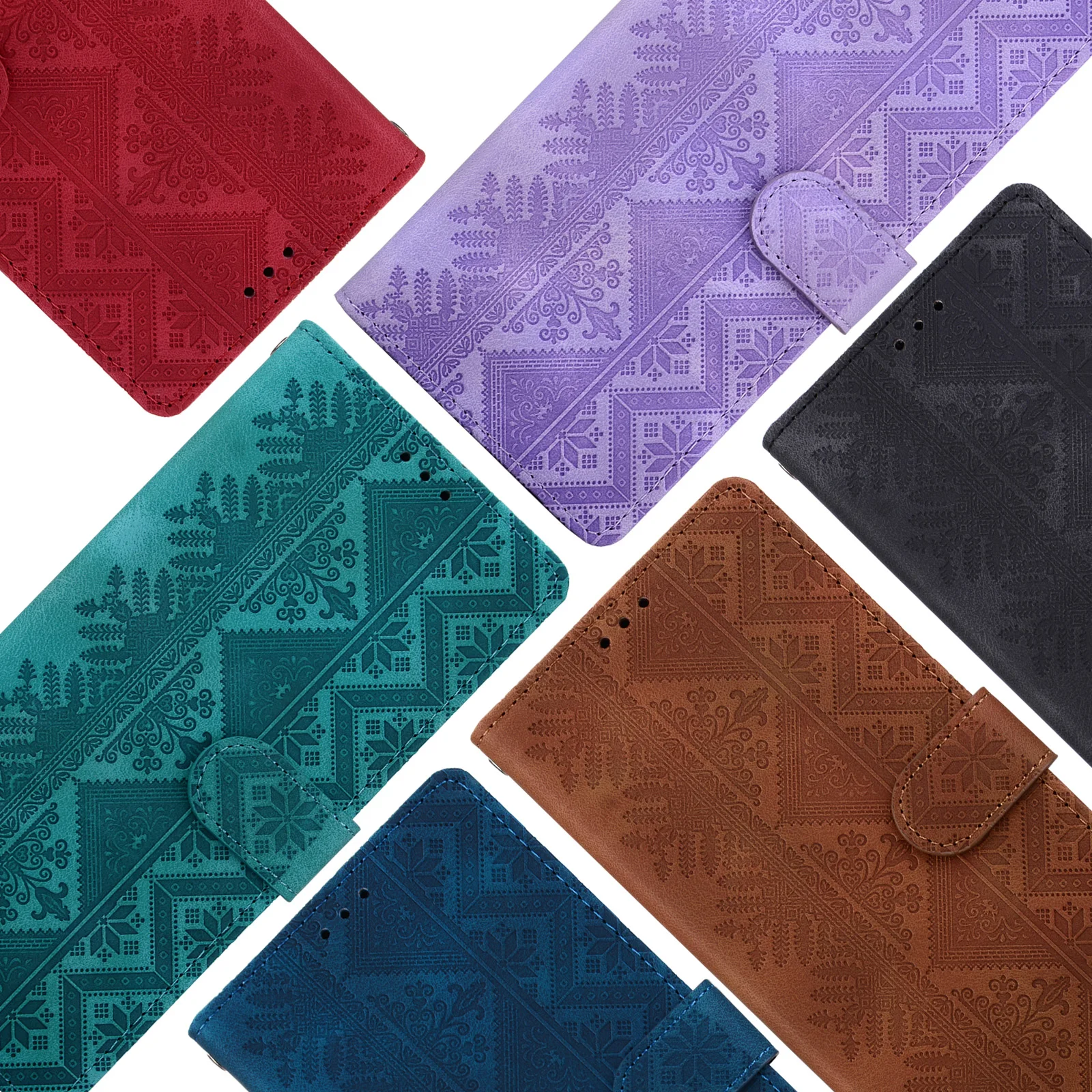 Ethnic Design Wallet Leather Phone Case with Stand Cover