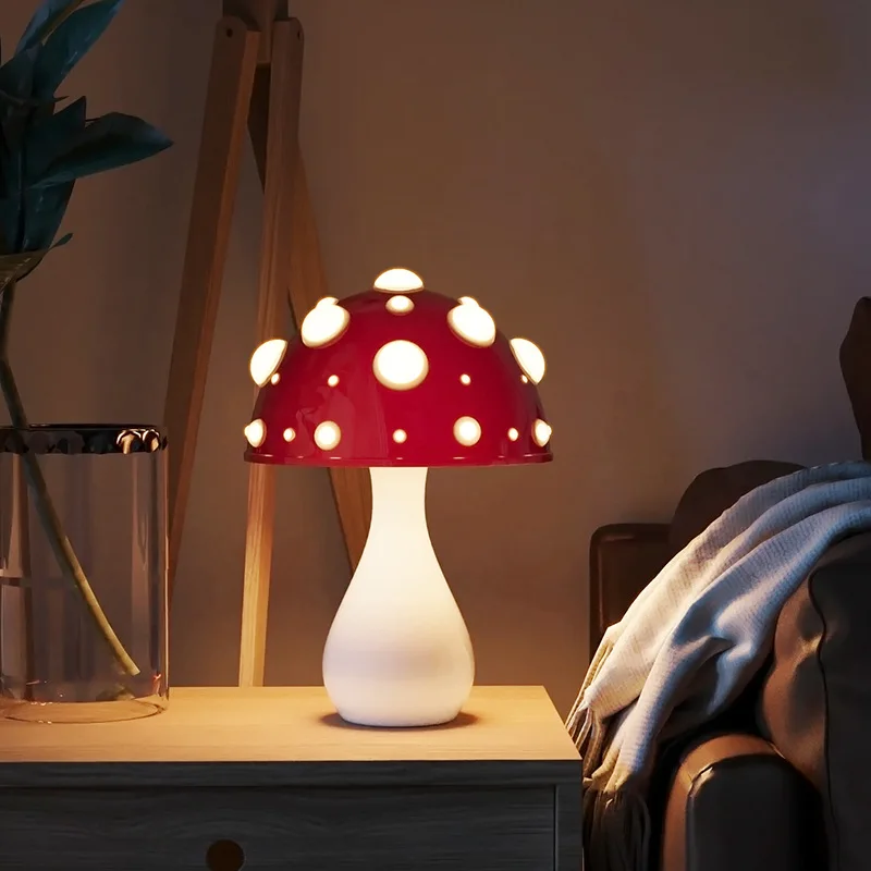 Amanita Mushroom Lamp with LED Tricolored Bulb AC or USB Warm Light Biomimetic Fly Agaric Desk Light for LivingroomBedside Hotel 4