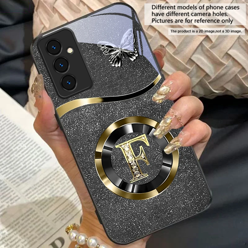 Gold Letter A Badge Glass Phone Case