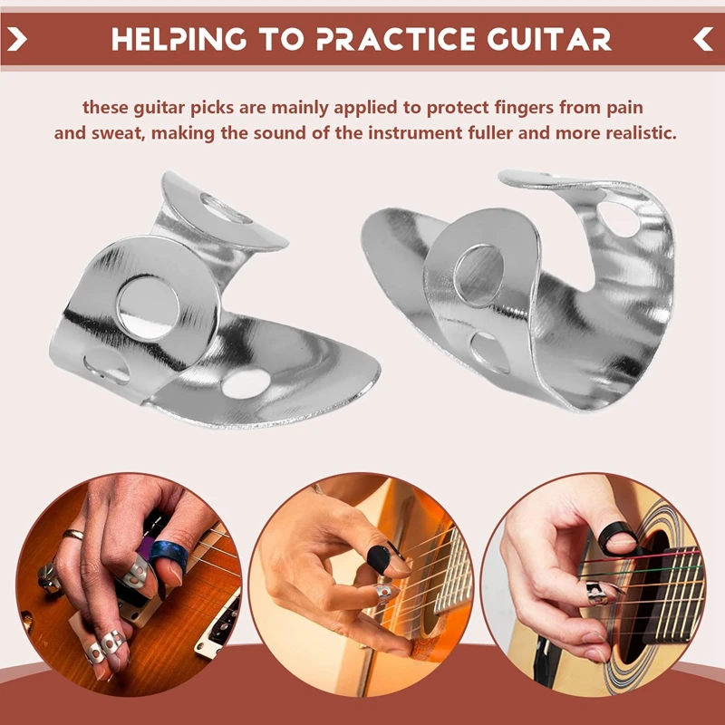 ABJX New 12 Pcs Steel Finger Picks Set,Metal Finger Picks Adjustable Bass For Guitar, Banjos And Other Instruments