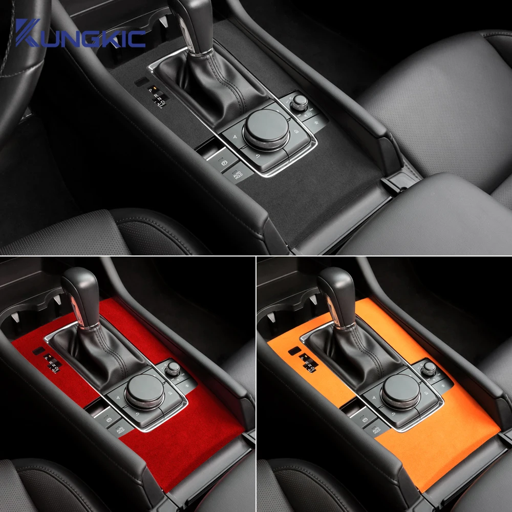 Mazda 3 Axela 용 탑 스웨이드 트림 LHD RHD 스티커 2019 2020 2021 2022 2023 2024 2025 자동차 중앙 콘솔 기어 시프트 패널