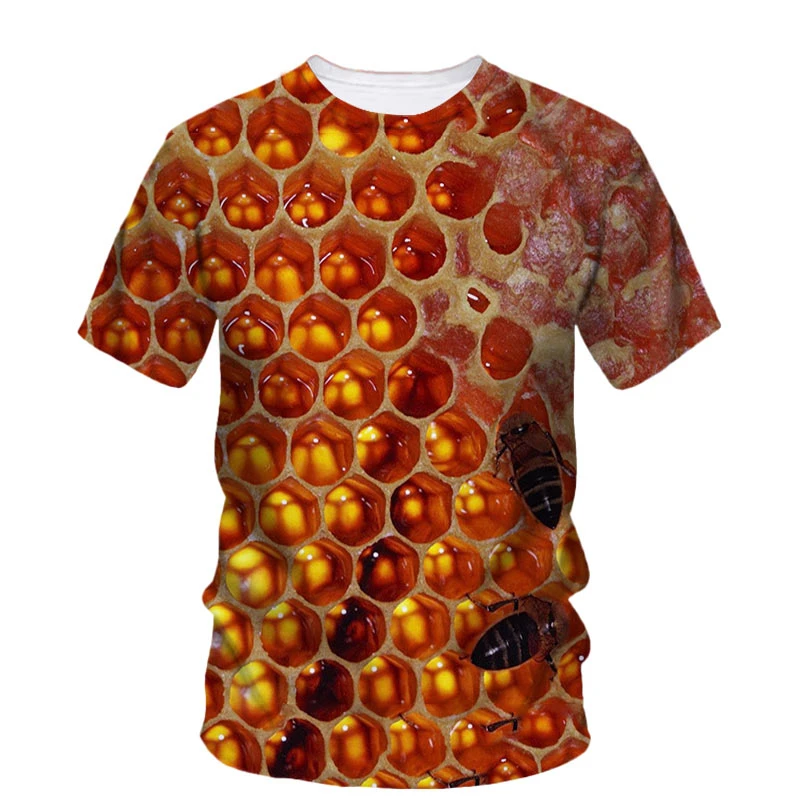 

New 3d Printed Honeycomb T Shirt Summer Men's Short Sleeve Street Tees Fashion Casual O-Neck Loose T-shirt Tops Kids Clothes