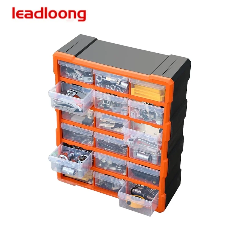 LEADLOONG Plastic Wall-mounted Storage Box Drawers Type Tools Storage Cabinet Detachable Cell Parts Box