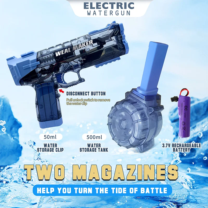 Automatic Water Electric Gun Shooting Toys Water Spray Pistol for Pool Portable High Pressure Watergun Summer Games for Children 5