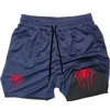 Y2K Performance Shorts Men Spider Printed GYM Casual Sports Compression Shorts Workout Running Mesh 2 In 1 Sport Short Pants 6
