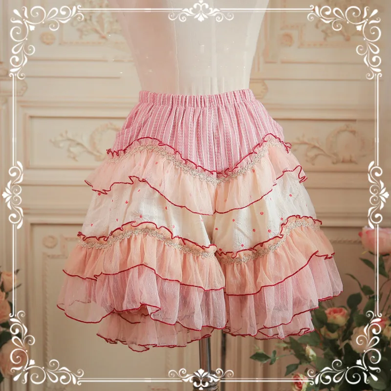 

Lolita Bloomer Colorful Layered Cotton Cute Lolita Short