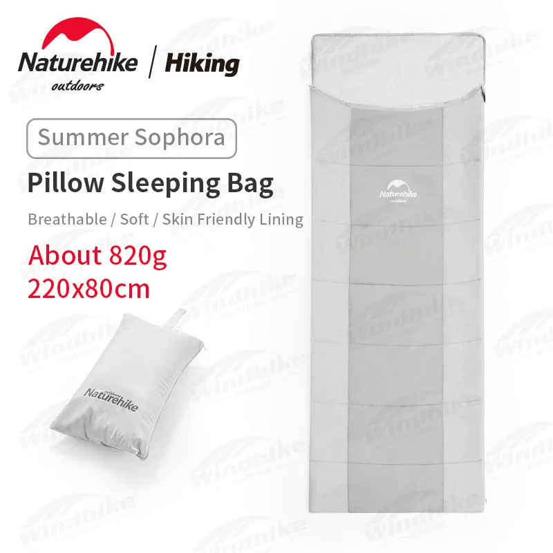 

Naturehike Summer Sleeping Bag Single Bed Cotton Quilt With Pillow Ultralight Thin Envelope Sleeping Bag 820g Lightweight 7℃~14℃