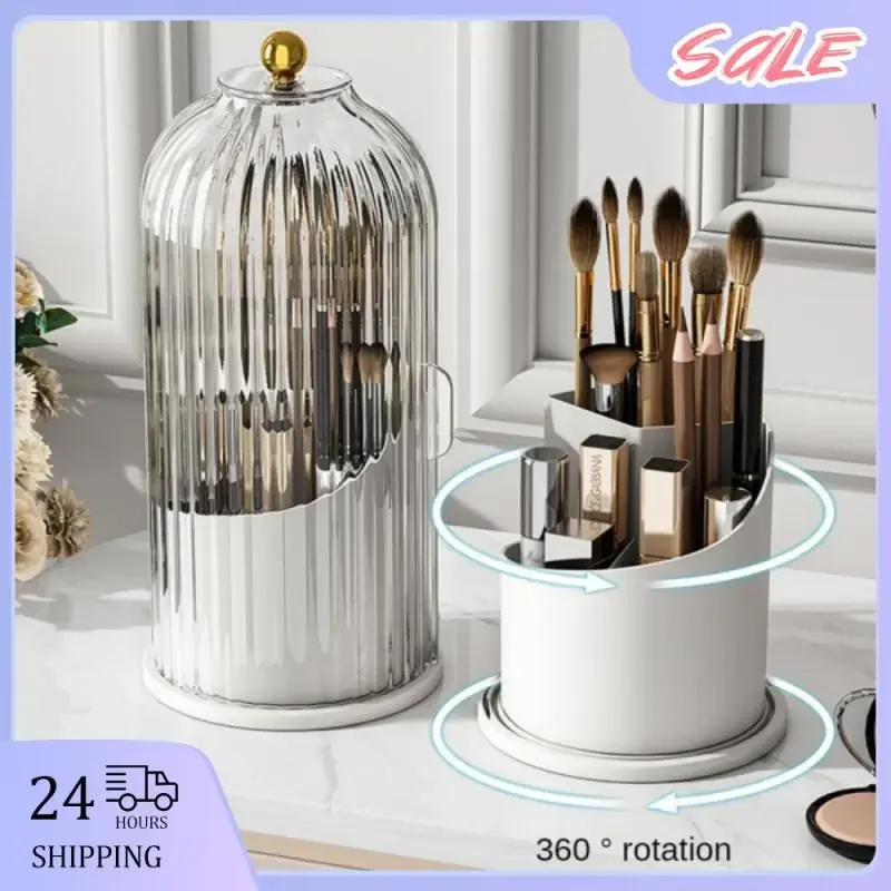 

360° Rotating Makeup Brushes Holder With Lid Luxury Cosmetic Organizer Lipstick Eyebrow Pencil Eye Shadow Holder Storage Box