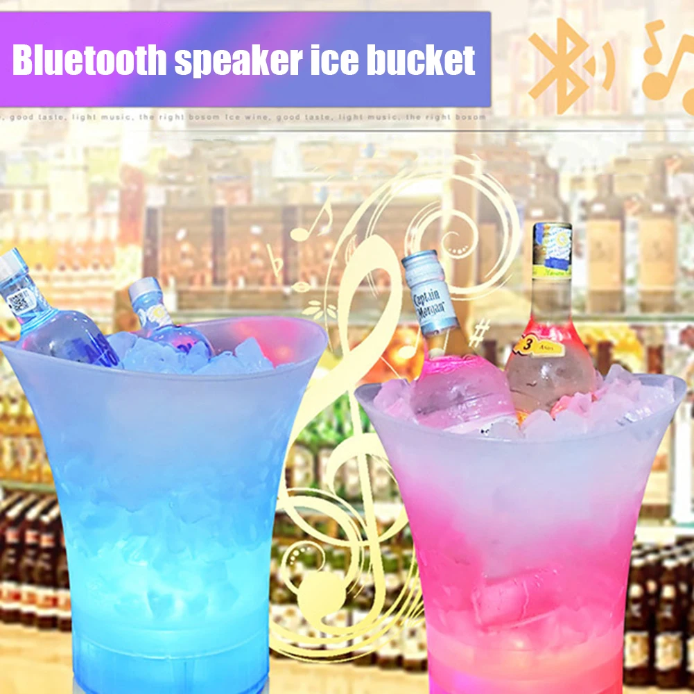 5L Plastic Ice Bucket Waterproof with led lights Colorful Light KTV Nightclub Party Ice Bucket Barware for Party Gathering