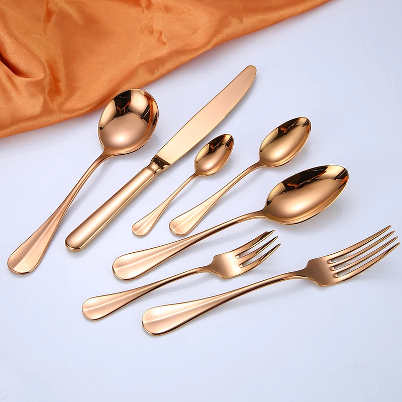 

Nordic Style Luxury Cutlery Set Gold Simple Stainles Steel Fashion Dinnerware Set Vajilla Completa Wedding Decoration Tableware